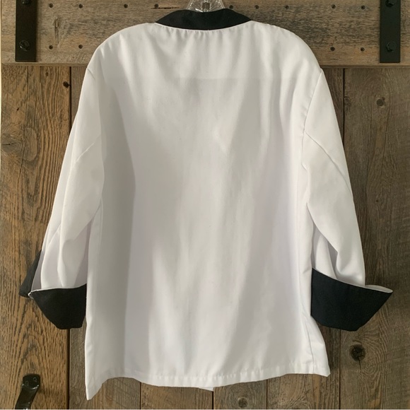 Men’s M KNG Executive Chef Coat Black Contrast Double Breasted Mandarin Collar - Picture 11 of 16